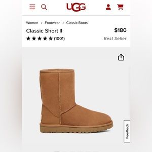 UGG Classic short II Barely worn and perfect condition! Fits sizes 7-8
